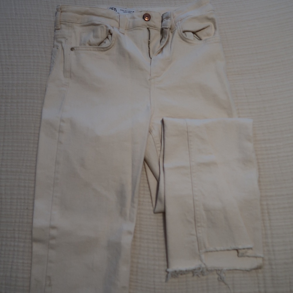 Zara Cream Straight Leg Jeans